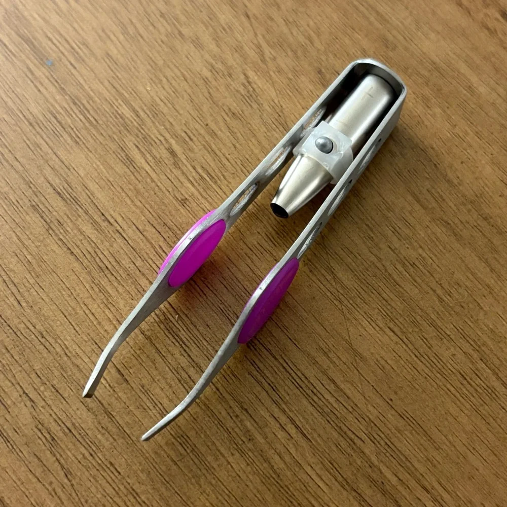 Illuminated Tweezers with LED Light - Silver and Purple